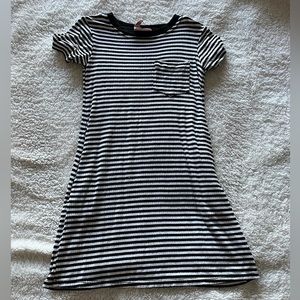black and white striped dress